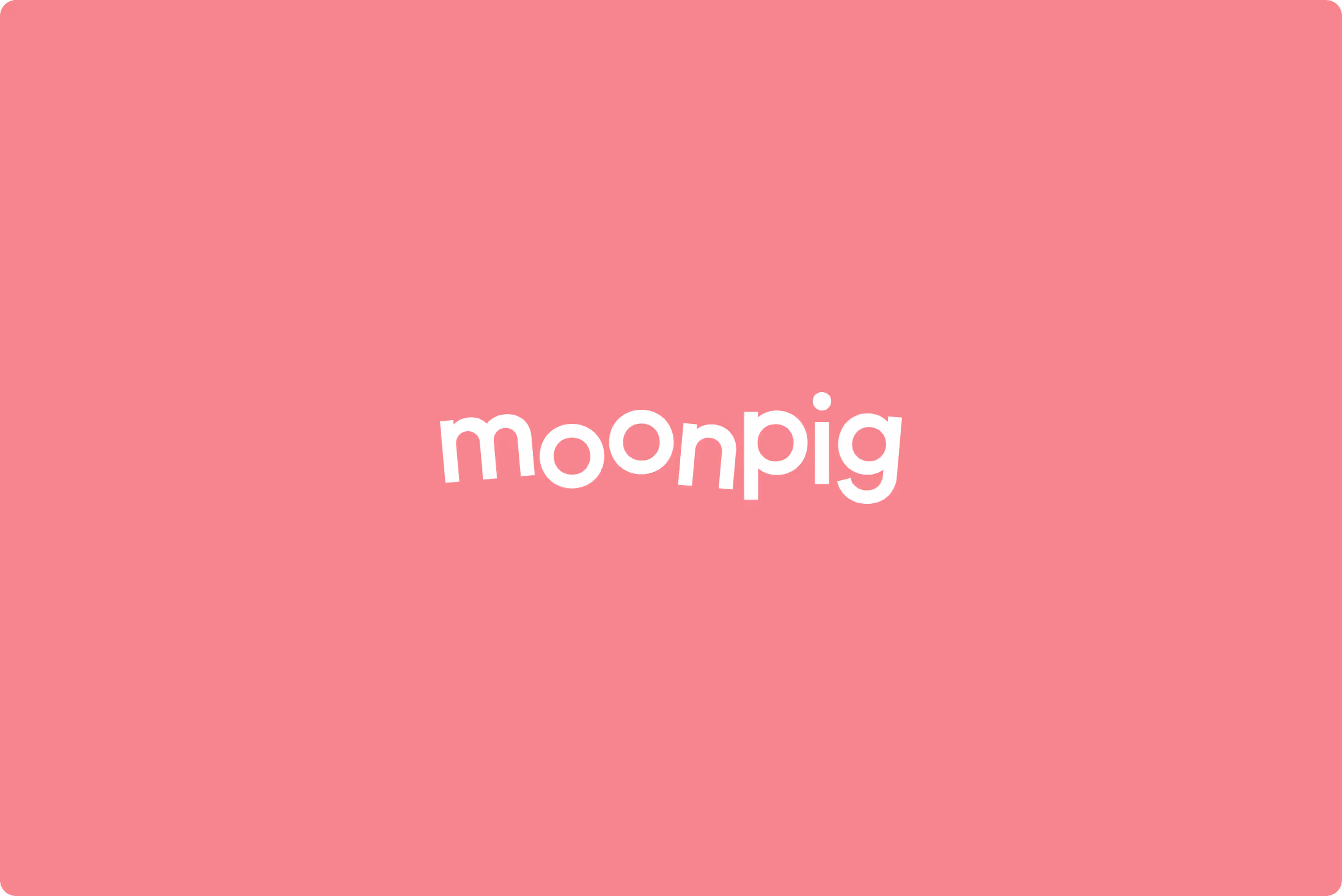 The Moonpig logo atop a pink background