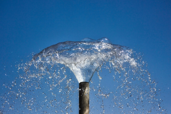 A pipe spraying water