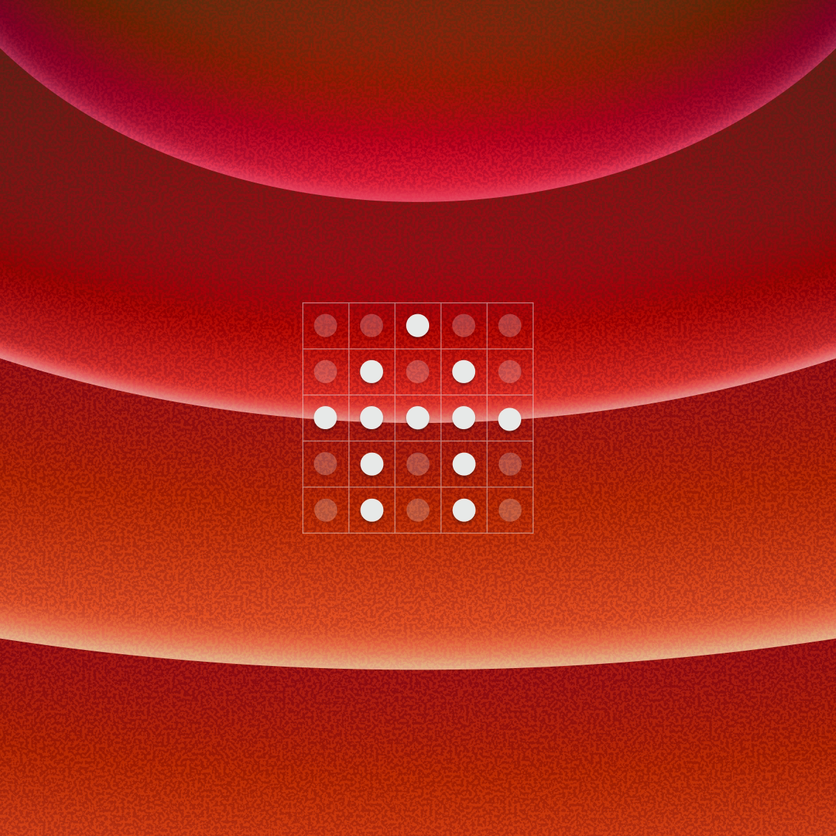 An icon representing agentic AI atop a set of red shapes
