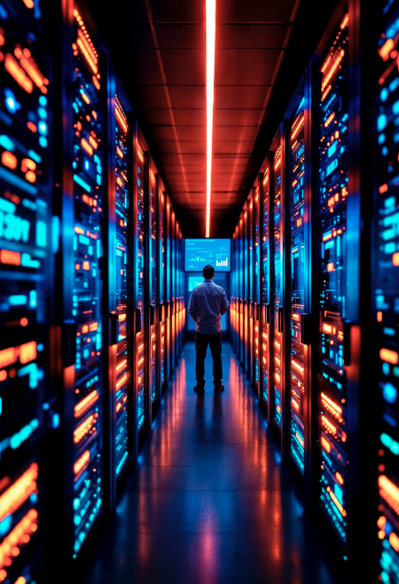 Man in network center