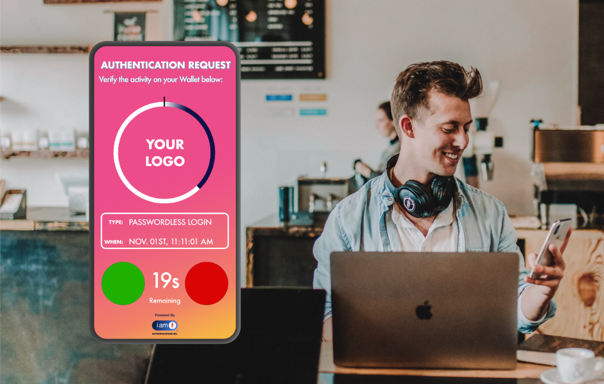 Young man authenticating via I Am I Trustless MFA