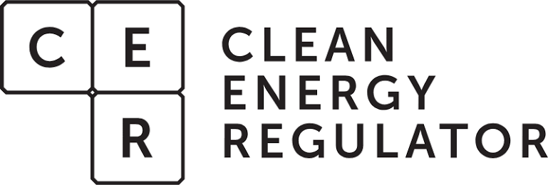 Logo with three connected boxes containing letters C, E, and R, next to the text 'CLEAN ENERGY REGULATOR'.