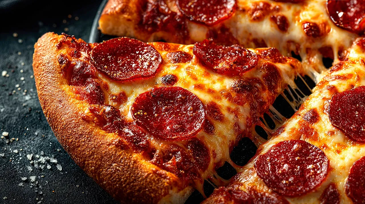 Amazing pepperoni pizza slice