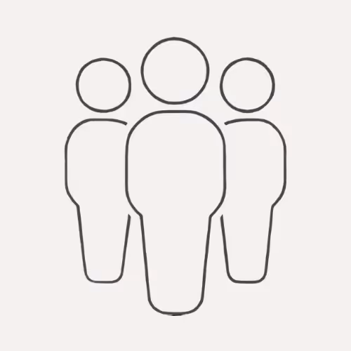 Group of people icon representing teams and organisational audiences.