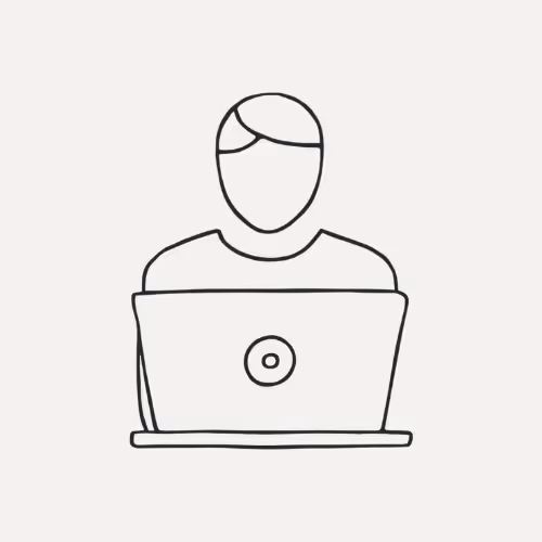 Minimal icon of a professional working on a laptop representing knowledge work.