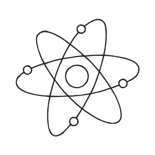 Atom icon representing science and neuroscience foundations.