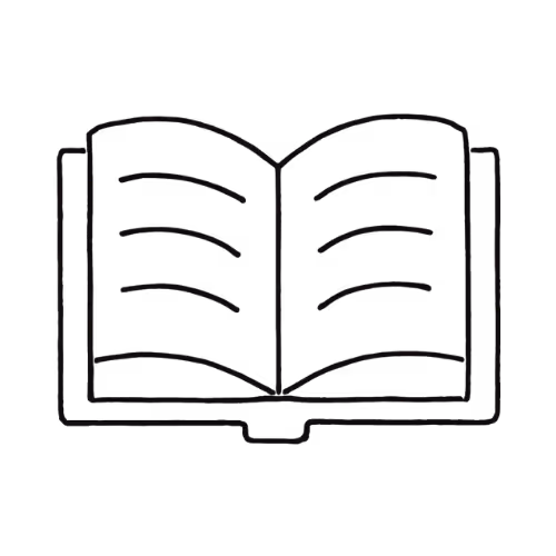 Open book icon representing research, learning, and knowledge.