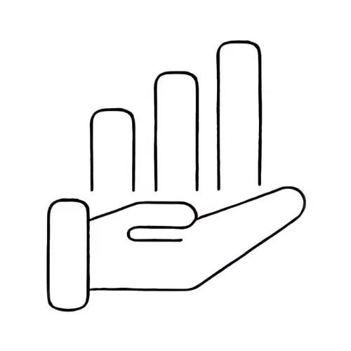 Hand supporting rising bar chart symbolising supported growth and sustainable performance.
