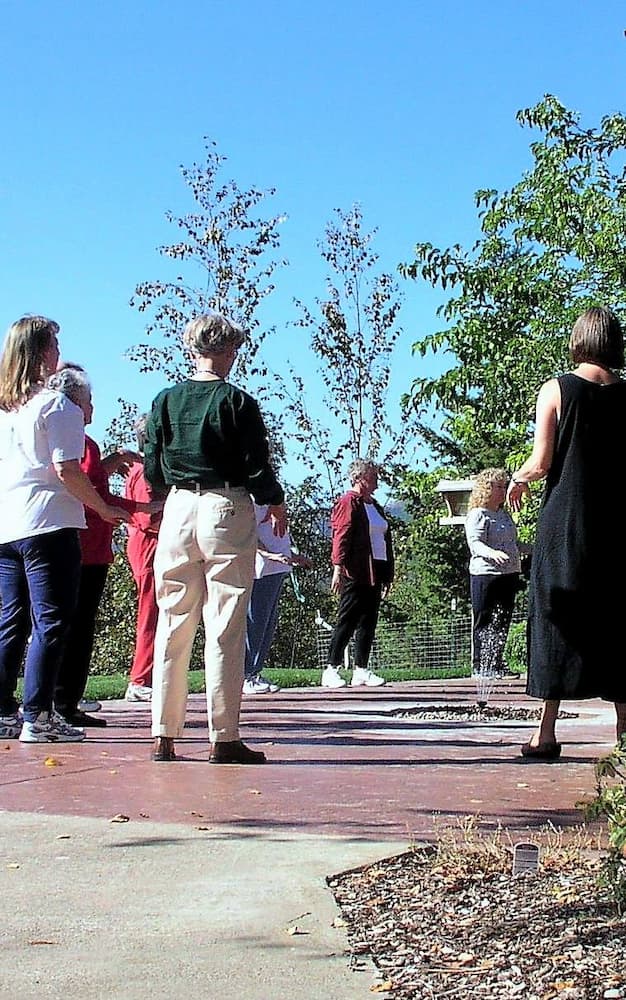 A group of retreatants on the patio at St Rita's Friary