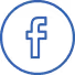 Facebook logo in blue circle.