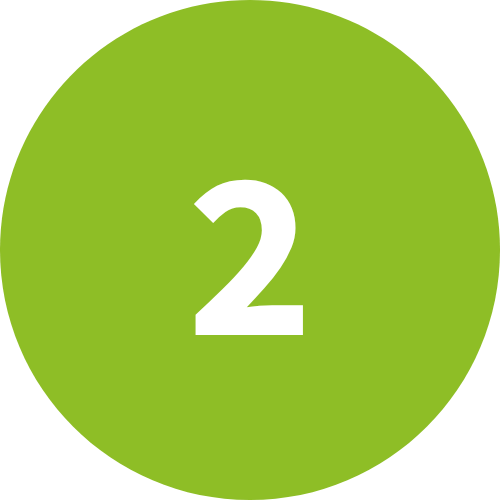 White number 2 in the centre of a green circle.