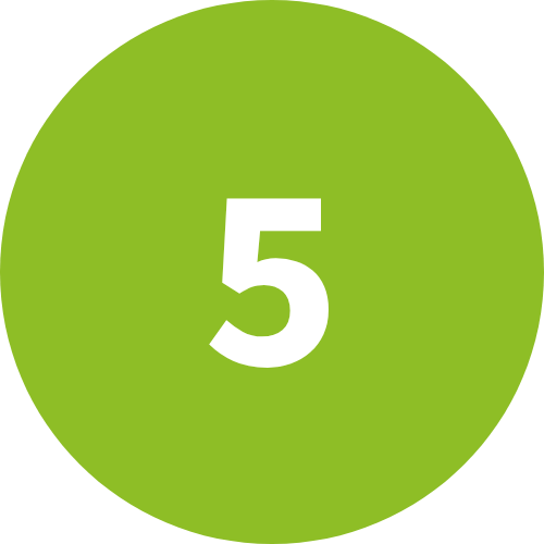 White number 5 on a green circular background.