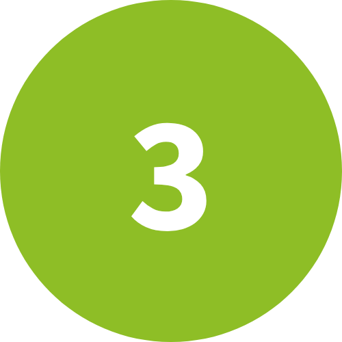 White number 3 centered in a green circular background.