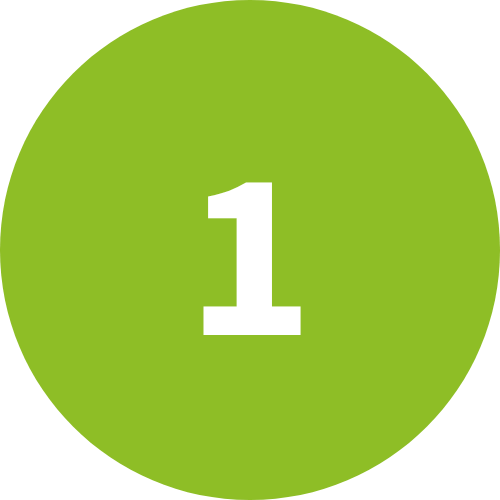 White number one in the center of a green circle.