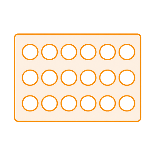 Icon of an electrode sheet with 18 punch holes