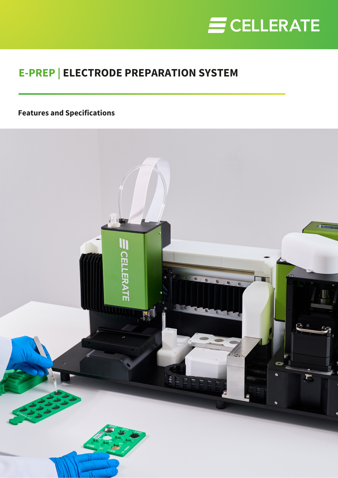 Cover page of Cellerate’s CASS-IQ Info Sheet with a large image of the CASS-IQ system. 