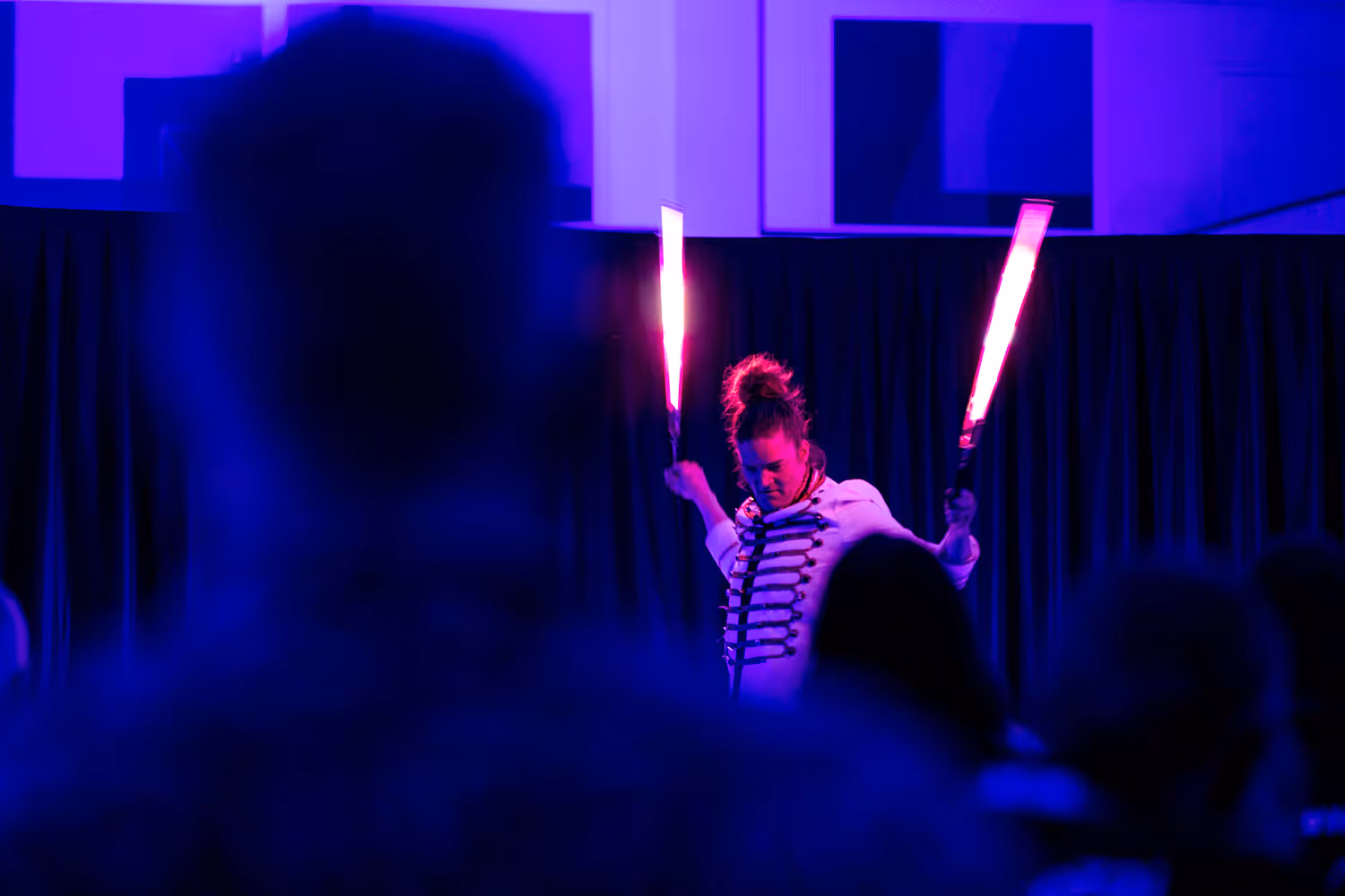 photographie d'un spectacle lumineux lors d'un événement en valais 