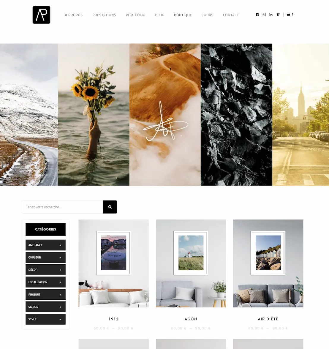 Capture d'écran ou image représentant la boutique en ligne, shop, du professionnel