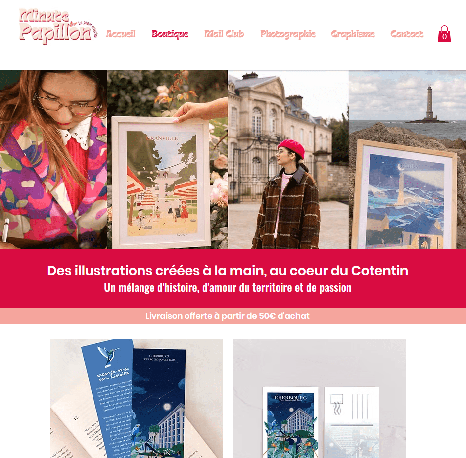 Capture d'écran de la boutique en ligne