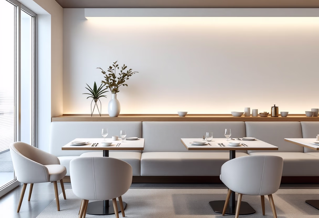 image of an inviting restaurant interior (for a japanese restaurant)