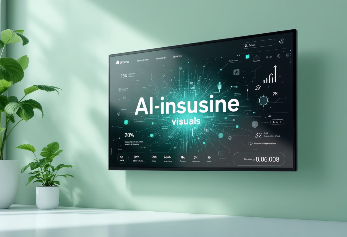 [background image] image of a digital display screen with marketing visuals (for a ai marketing tech company)