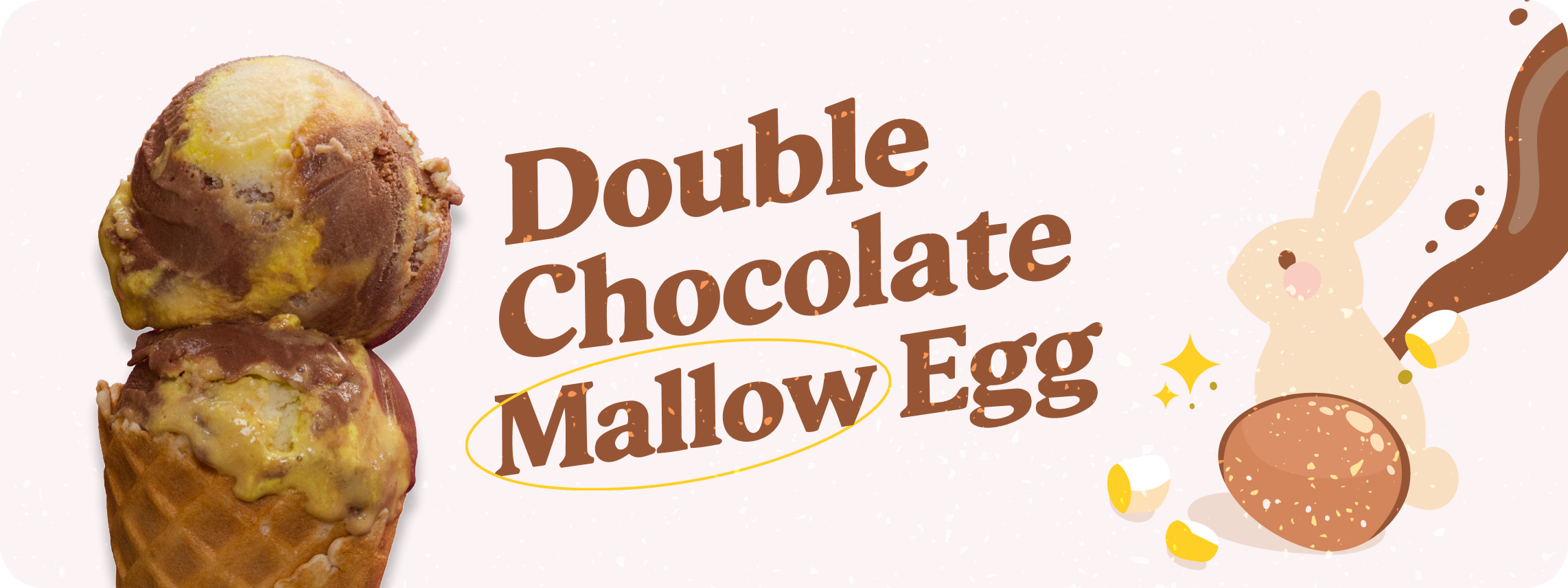 Hands holding three ice cream cones with raspberry soda, grape soda, and cream soda flavors, alongside text reading Flavours of the Month.