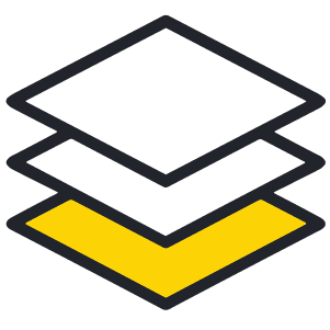 Three stacked diamond-shaped layers with the bottom layer highlighted in yellow.