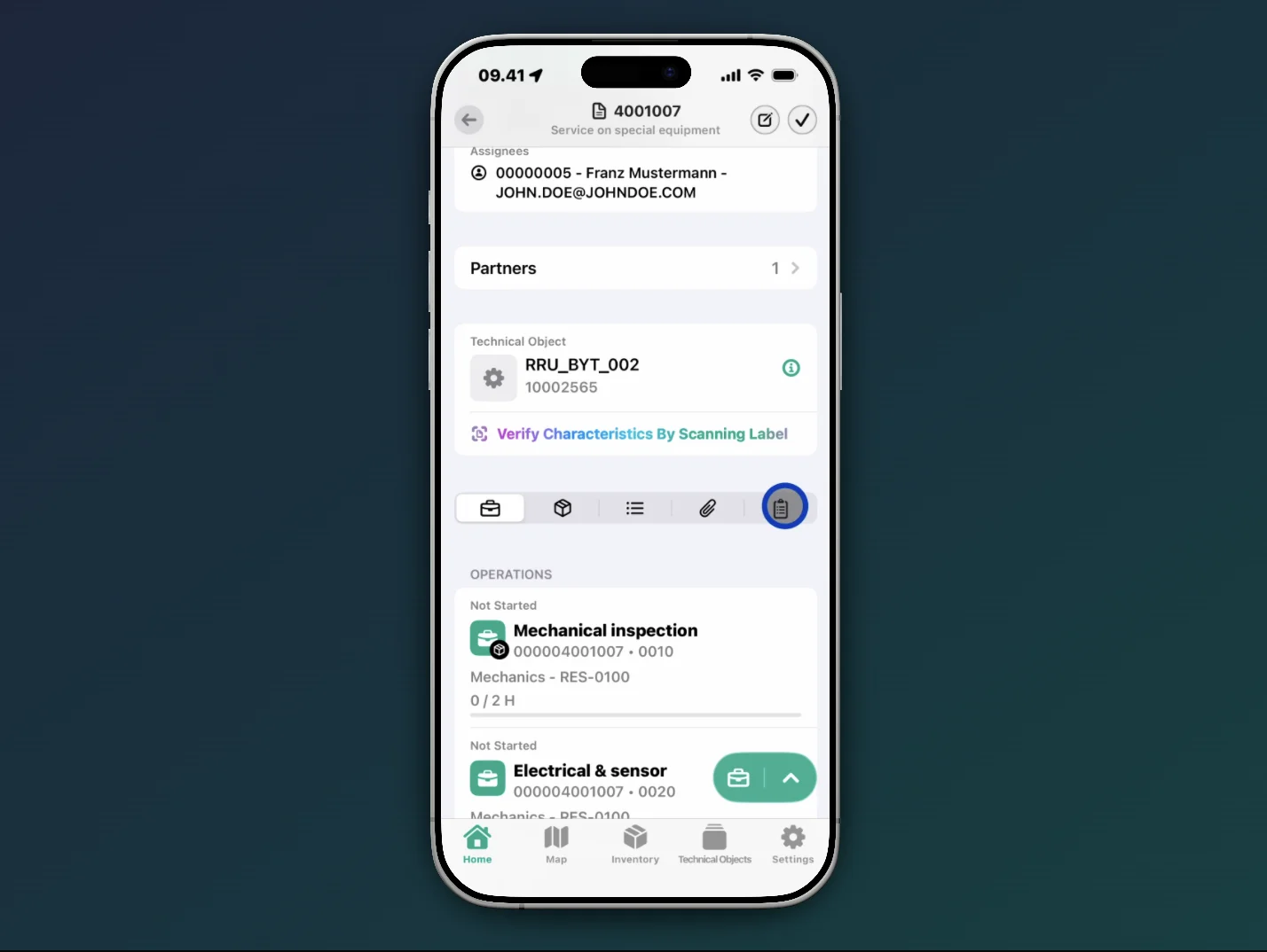 Arkyn FastForms tab button in the FastWork app