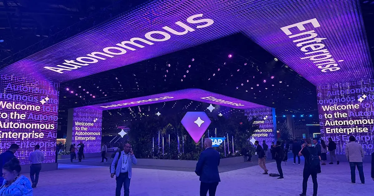 A photo from SAP SAPPHIRE 2026 in Orlando with Autonomous Enterprise signage