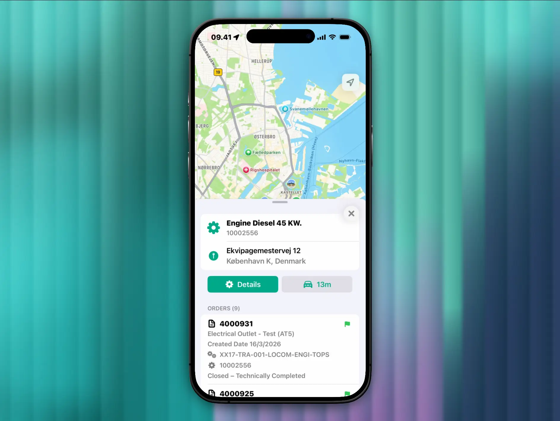 FastWork map view with assets