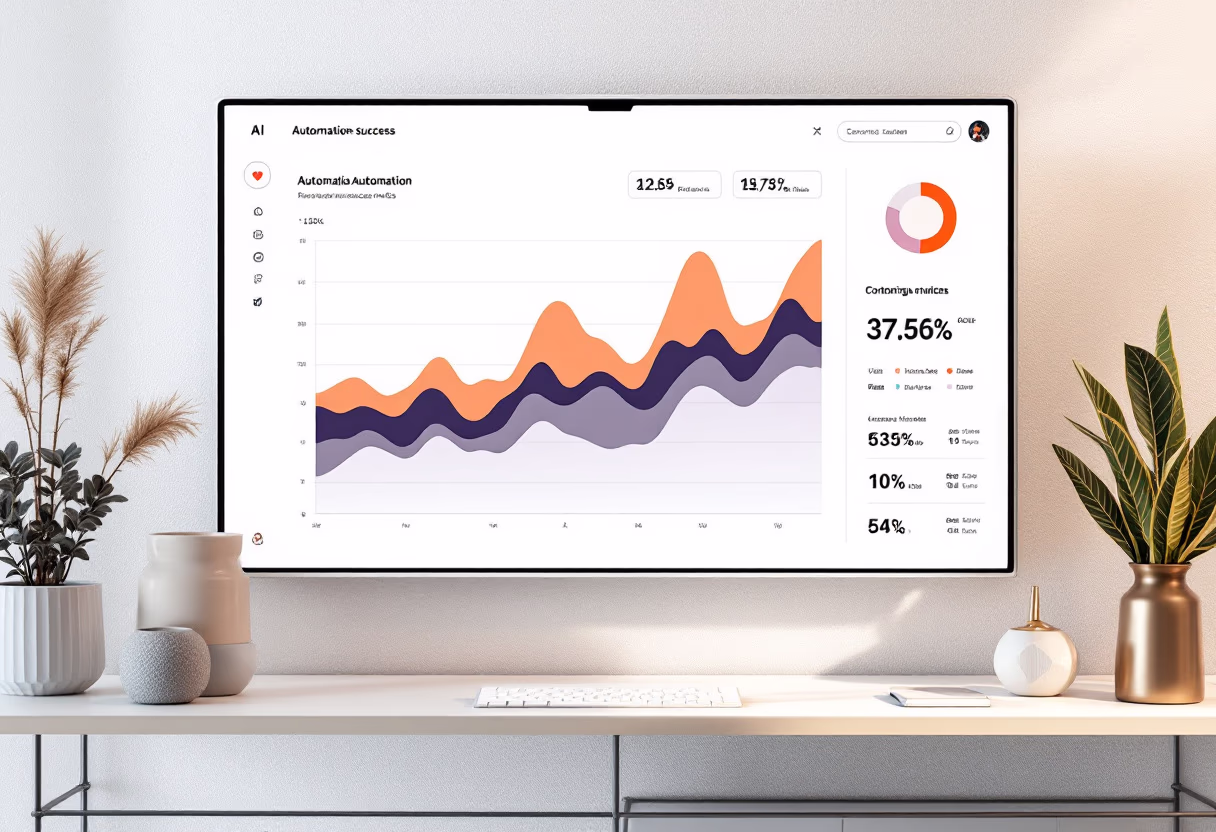 image of success metrics in chart form (for an ai robotics and automation), as a standalone interface