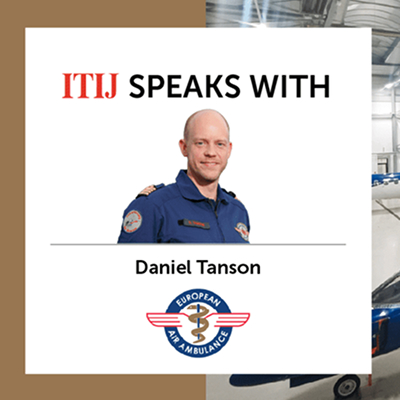 Daniel Tanson interview graphic with European Air Ambulance logo for ITIJ Speaks With series.