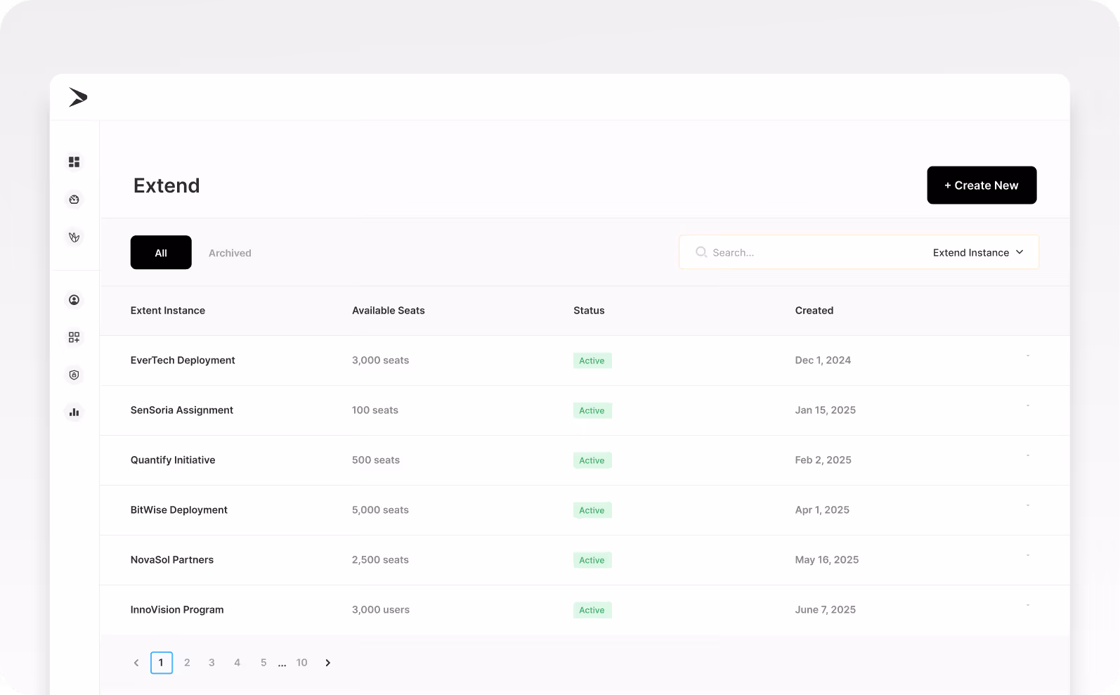 Manage all Extend instances, seats, and users from the Admin center.