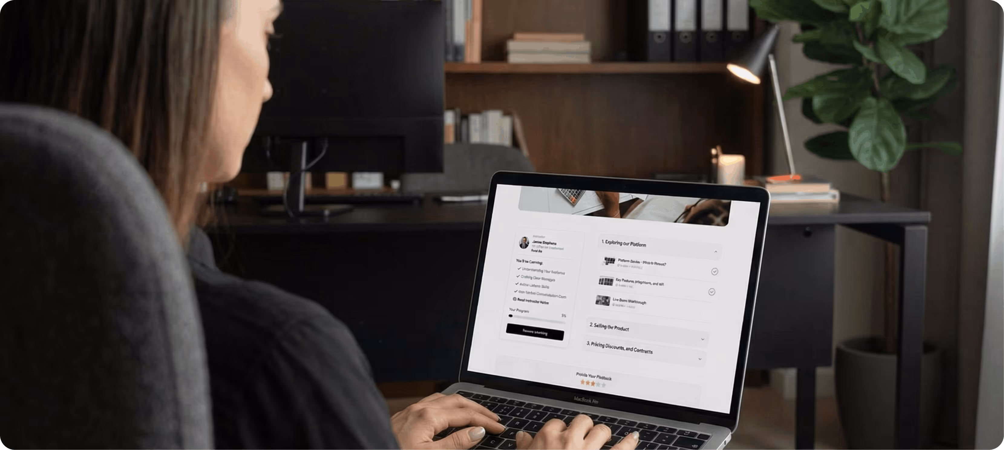 A customer taking a product training learning track on Continu.