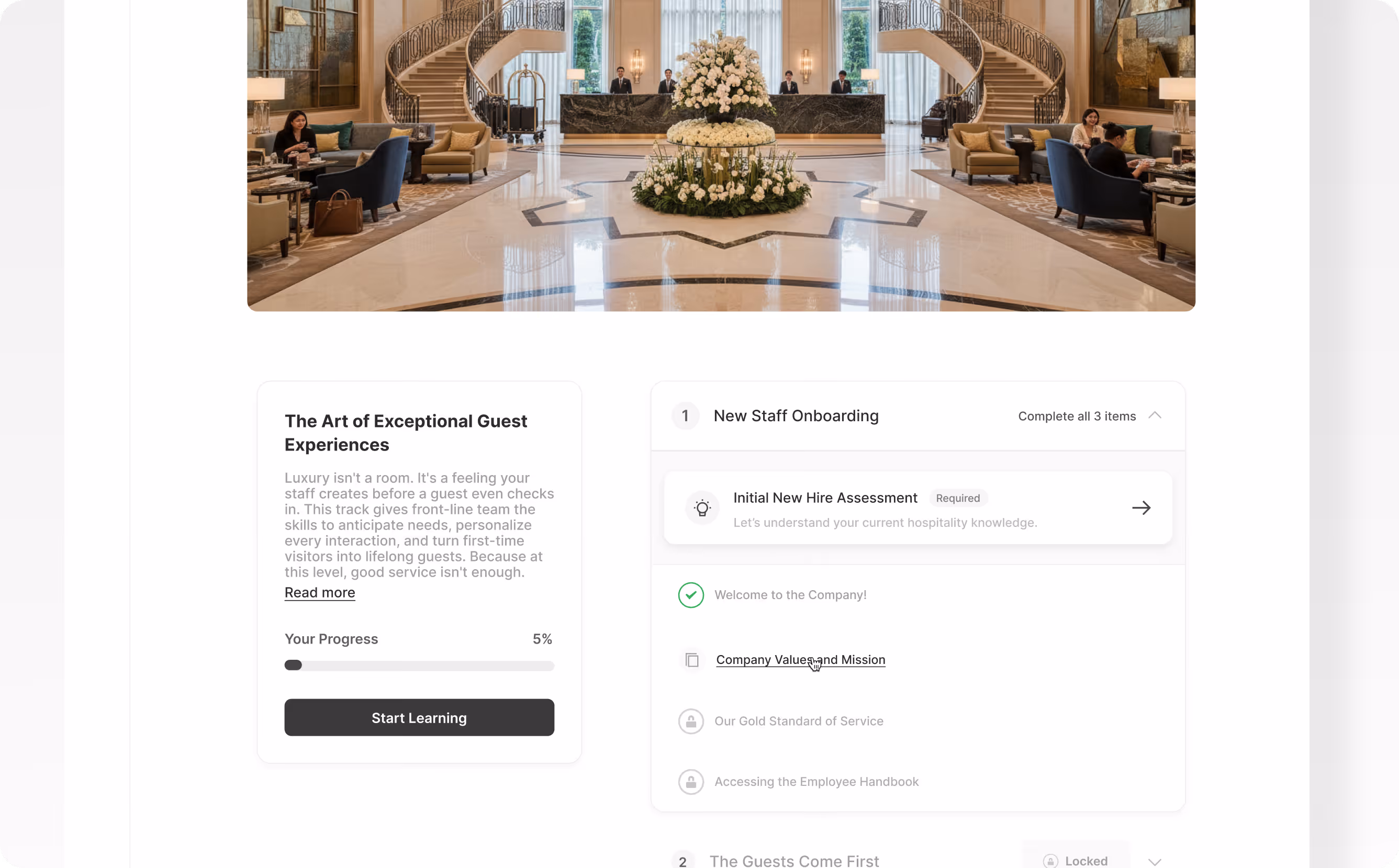 A hospitality new hire onboarding Journey created in Continu.