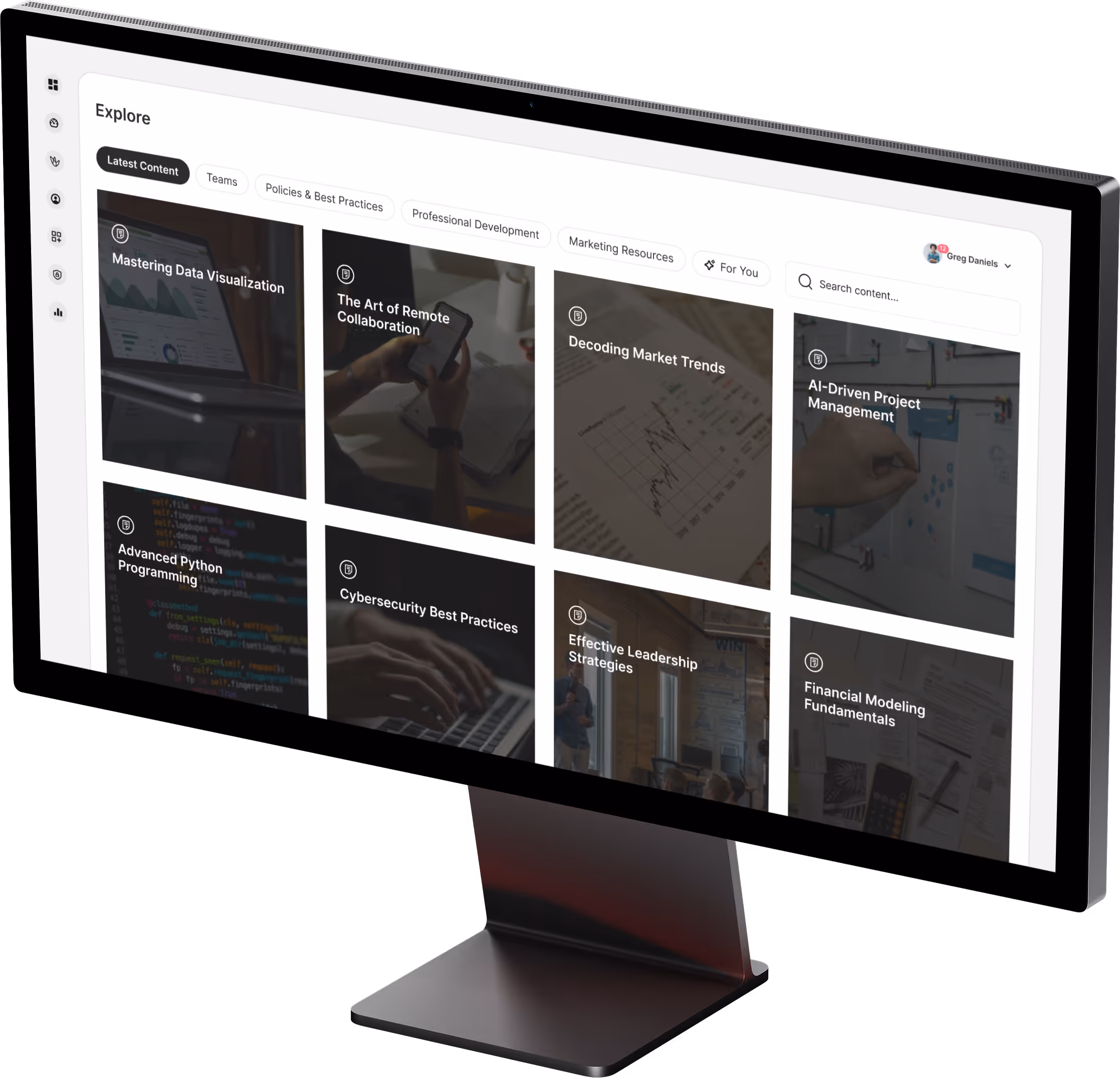 Continu's Explore feature on a desktop mockup.