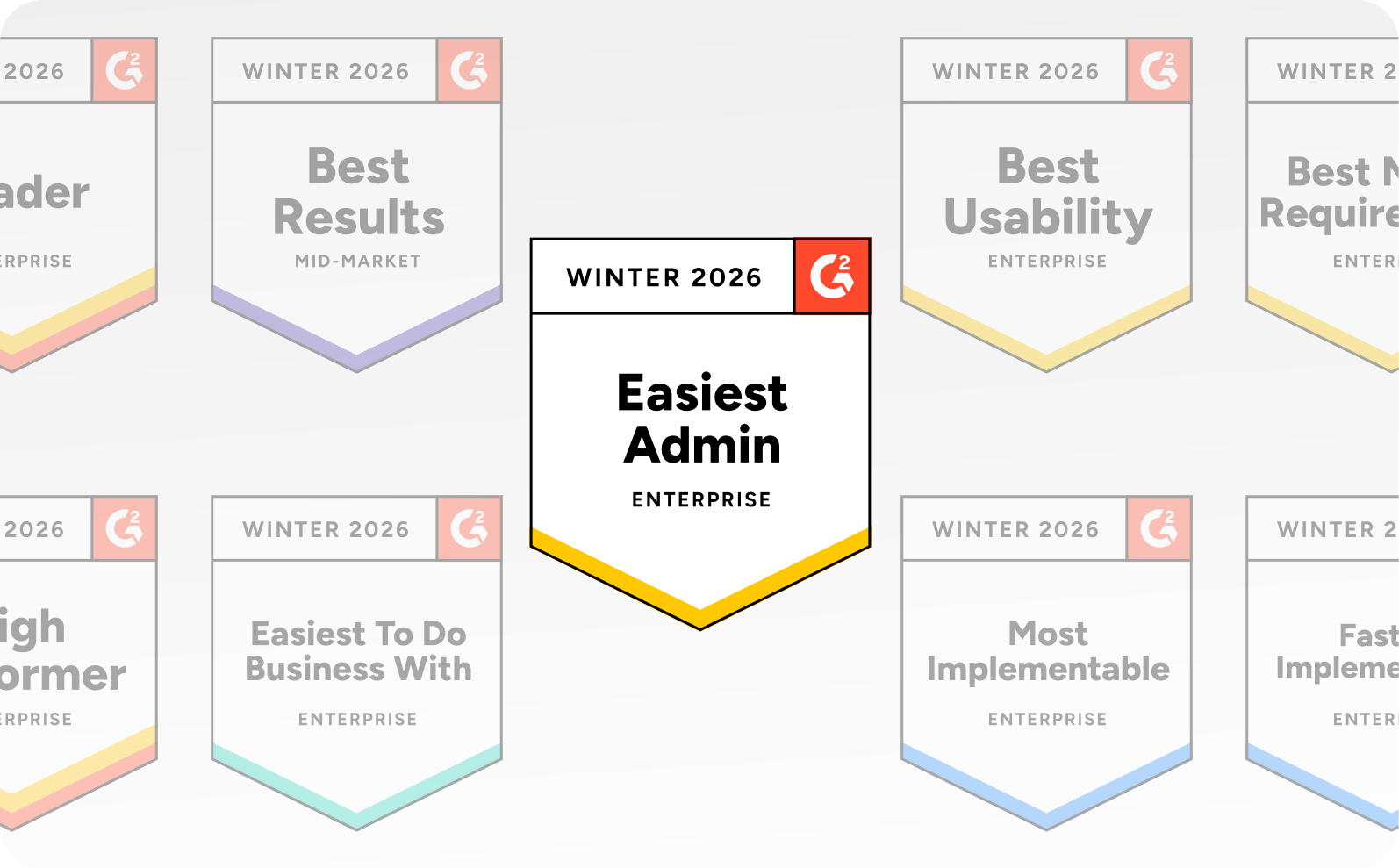 G2 awards Continu with Easiest Admin for Enterprise organizations in the Corporate Learning Management System category.