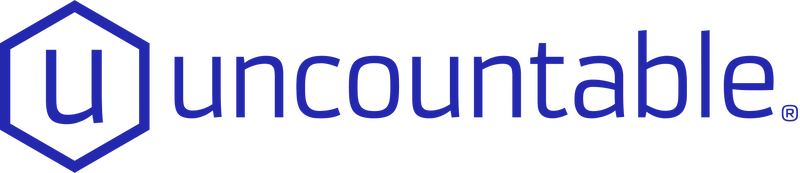 Blue hexagon enclosing a lowercase 'u' followed by the word 'uncountable' in lowercase blue letters.