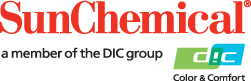 SunChemical logo with phrase 'a member of the DIC Group' and Color & Specialty logo.
