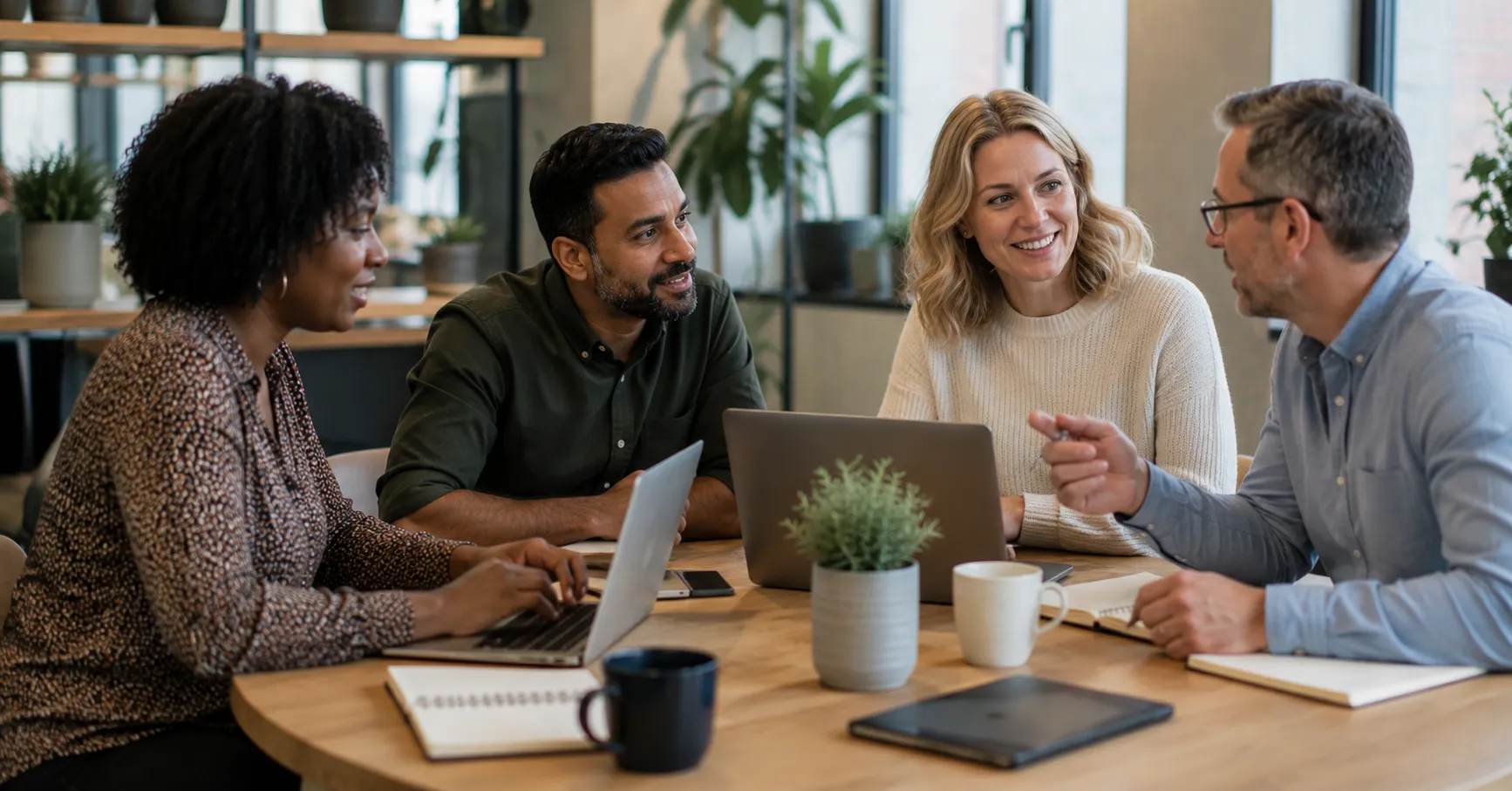 Team of professionals providing different types of career support collaboratively