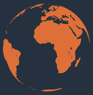 a rotating image of a globe to demonstrate that RPS and its suppliers have installed over 5000 courts across more than 50 countries