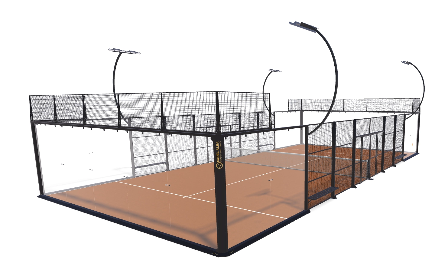 PANORAMIC court with orange turf