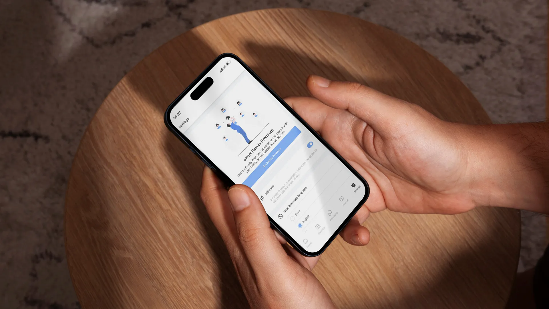 hands holding smartphone with School management app