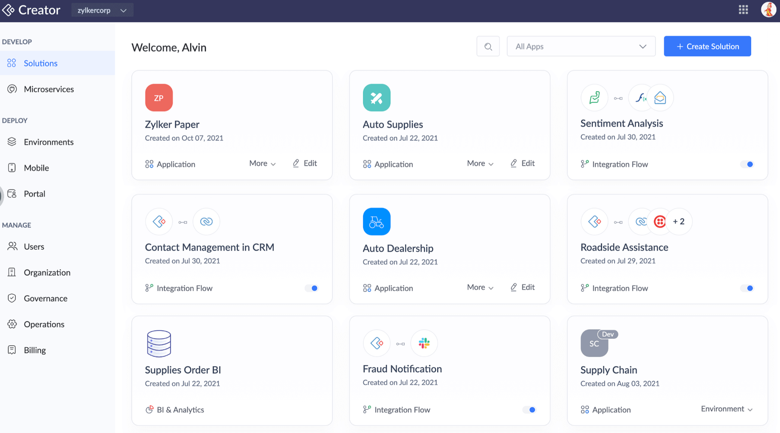 Zoho Creator platform