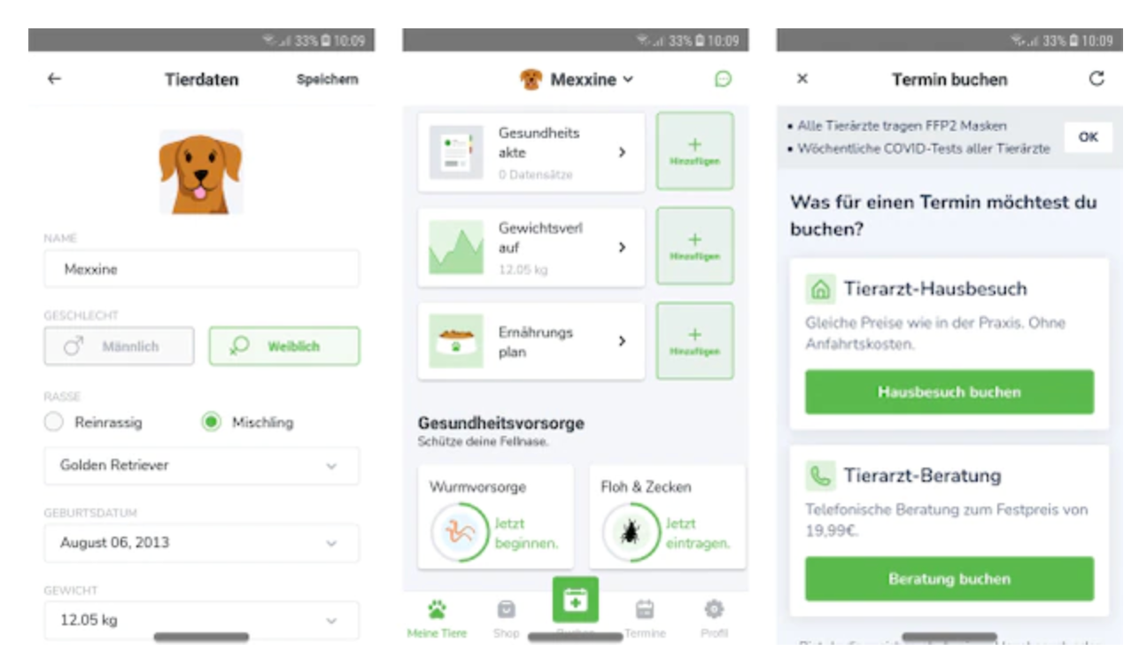 Interface of Felmo startup mobile application MVP