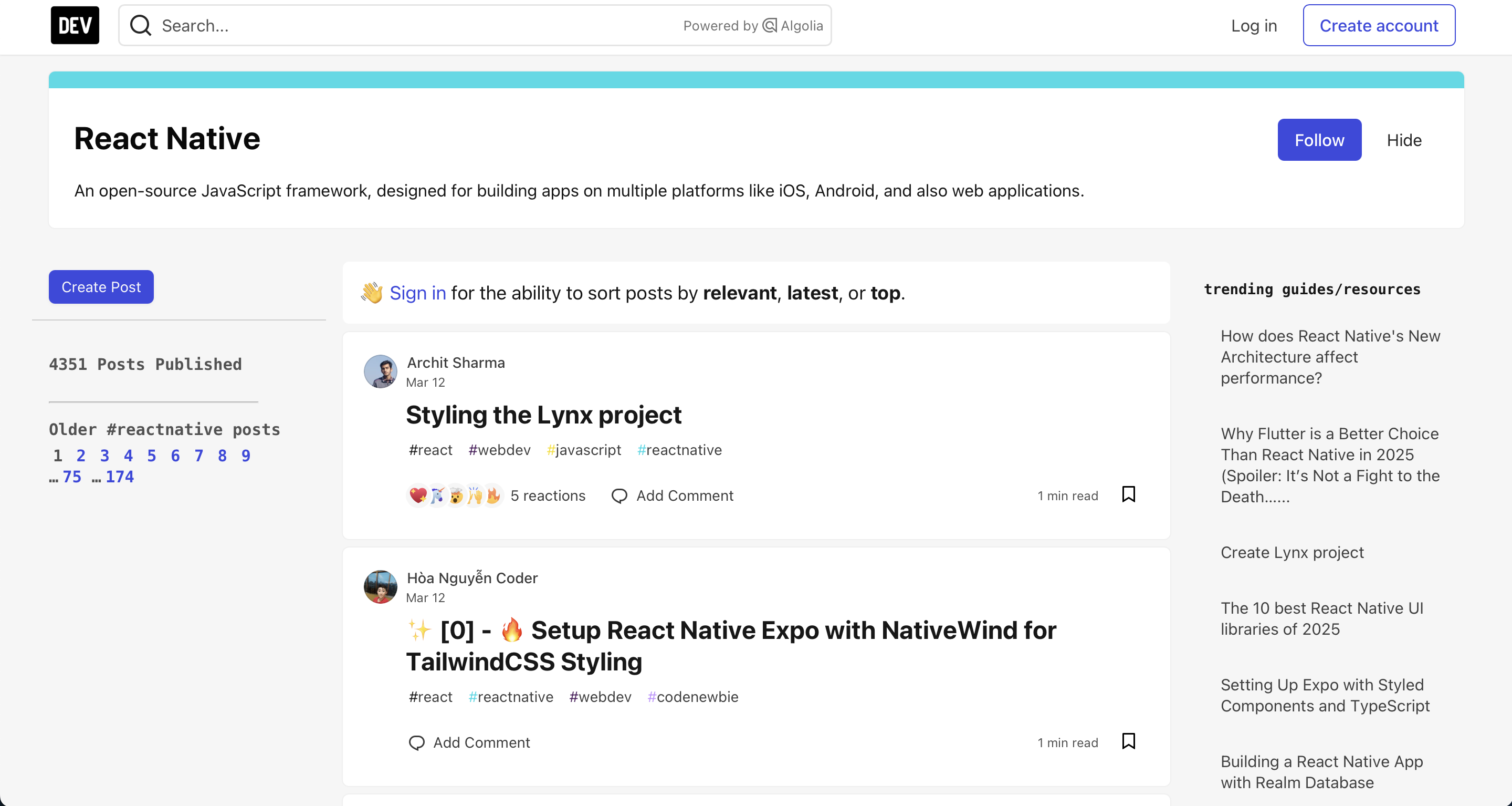 React Native community