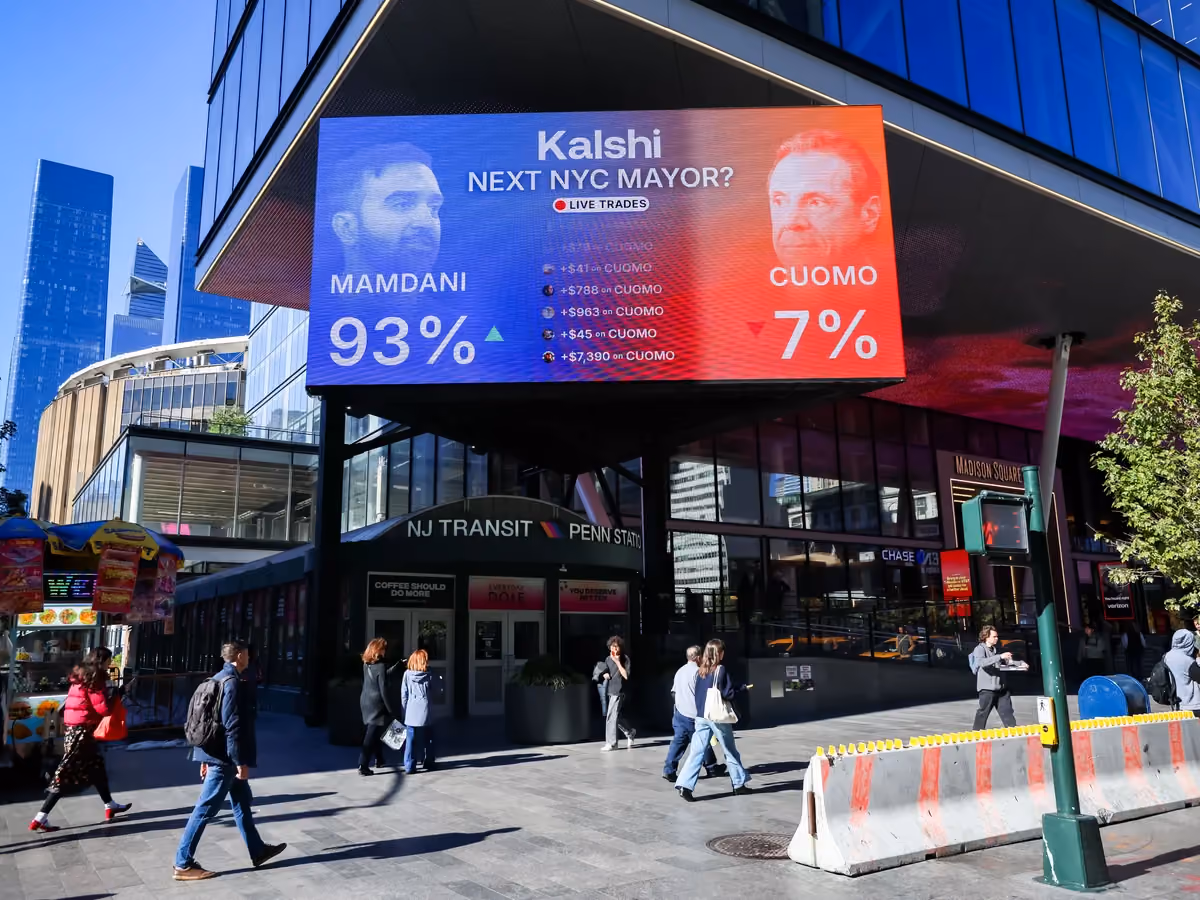 Ads for Kalshi have become a common sight in subway stations and across city streets, reflecting the growing popularity of prediction markets alongside rival Polymarket.