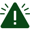 Green warning triangle with an exclamation mark in the center and lines indicating alert.
