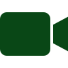 Green video camera icon symbolizing video recording or streaming.