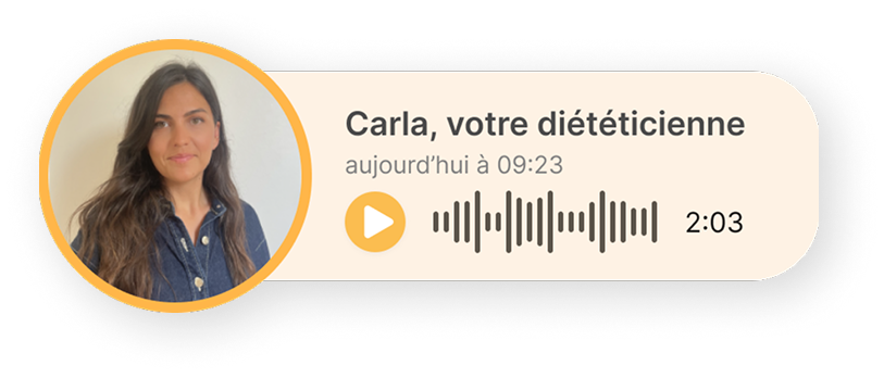 Aperçu d’un message vocal de Carla, votre diététicienne.